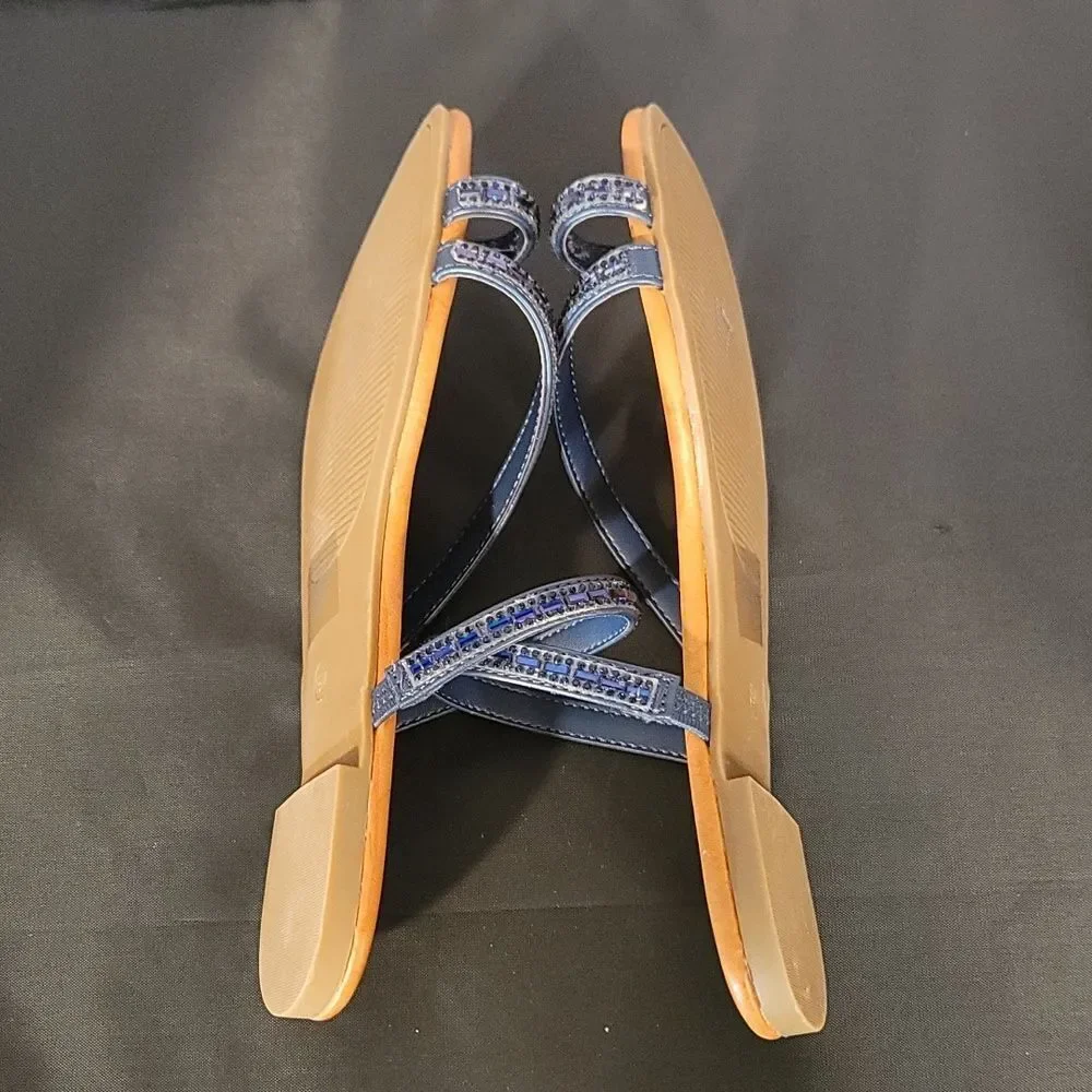 BRAND NEW UNISA UNDERLIAH-R GLASS STONE DOUBLE STRAP OPEN TOE SANDAL